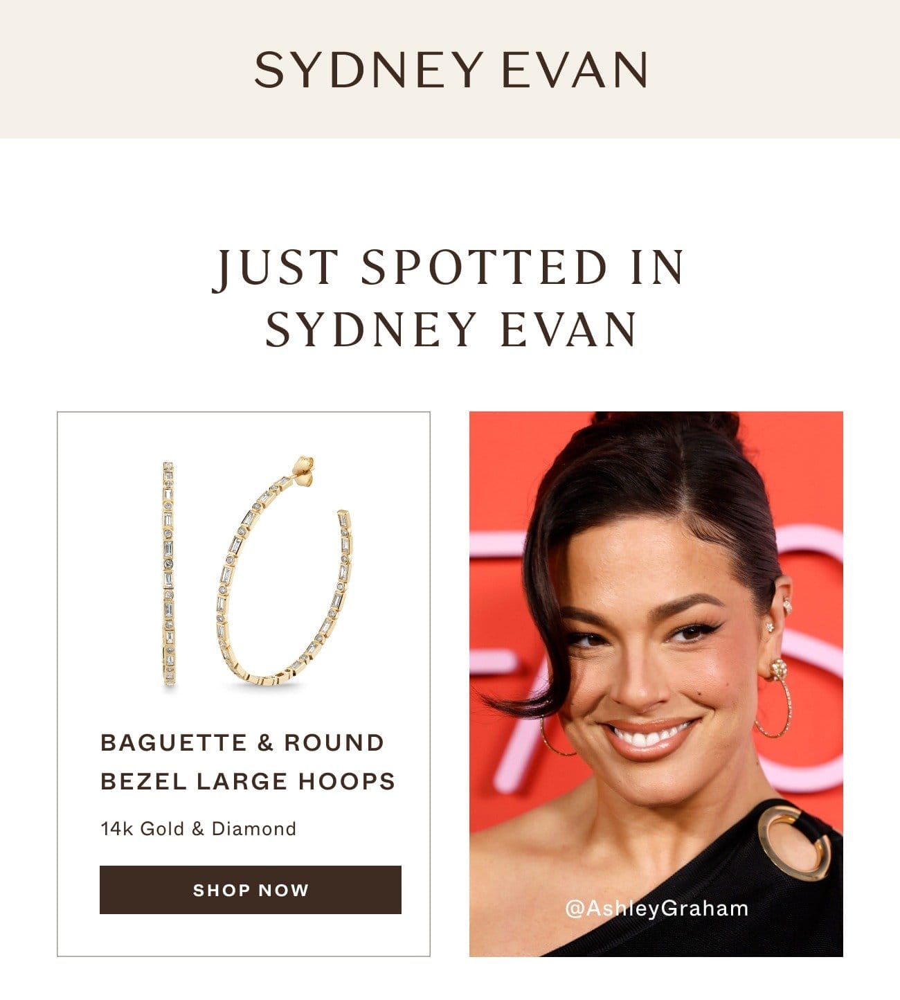 Sydney Evan Baguette & Round Bezel Large Hoop Earrings - Dakota Fanning