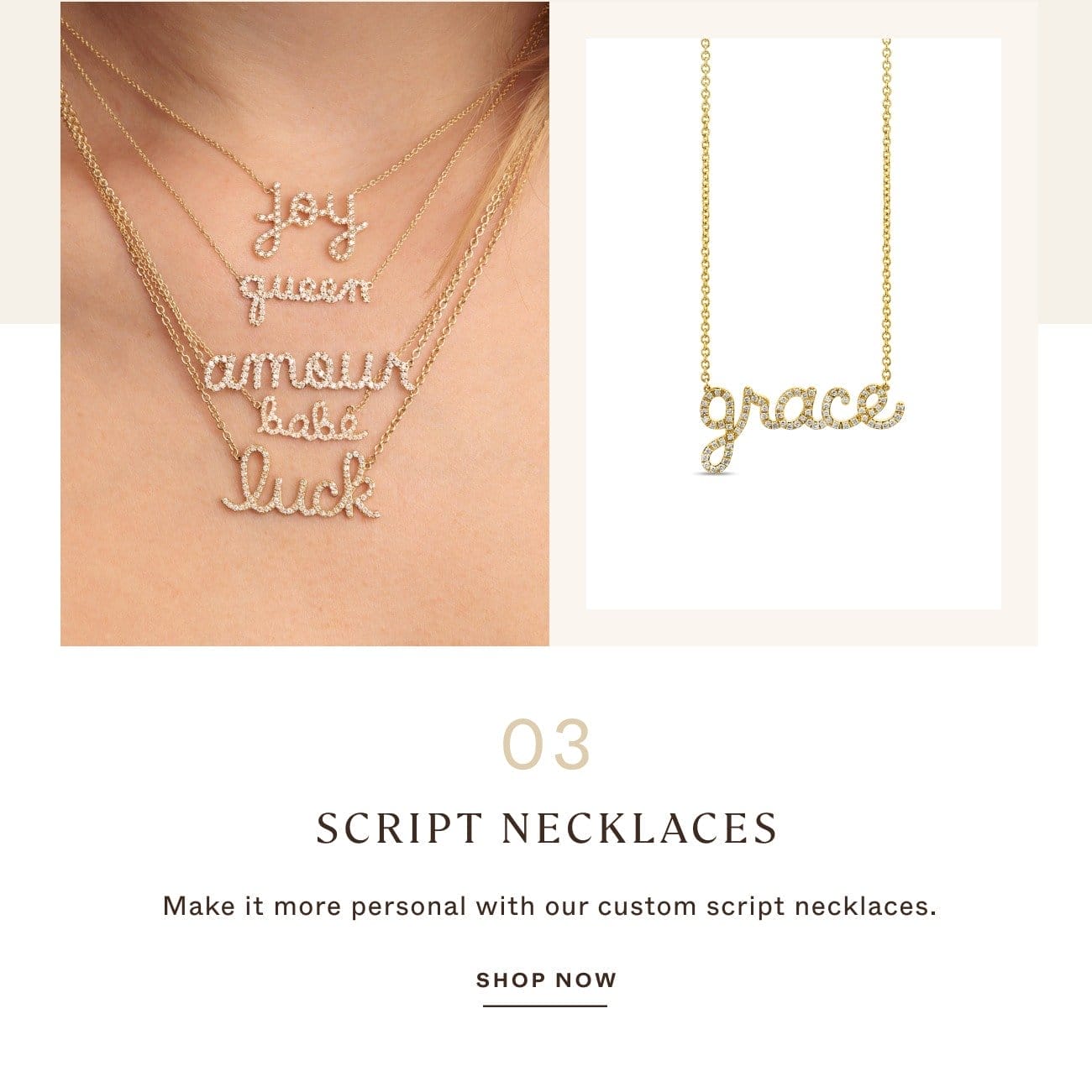 Sydney Evan Custom Script Necklaces Collection