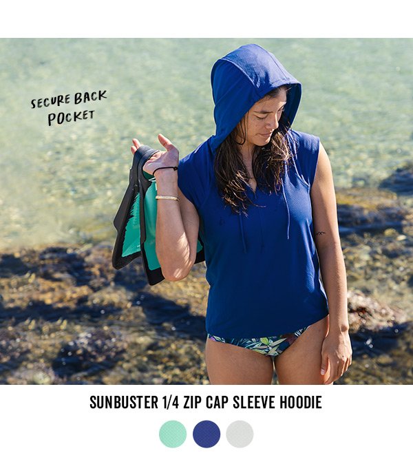 Shop the Sunbuster 1/4 Zip Cap Sleeve Hoodie - Textured >