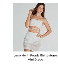 Lace Me In Pearls Rhinestone Mini Dress