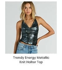 Trendy Energy Metallic Knit Halter Top