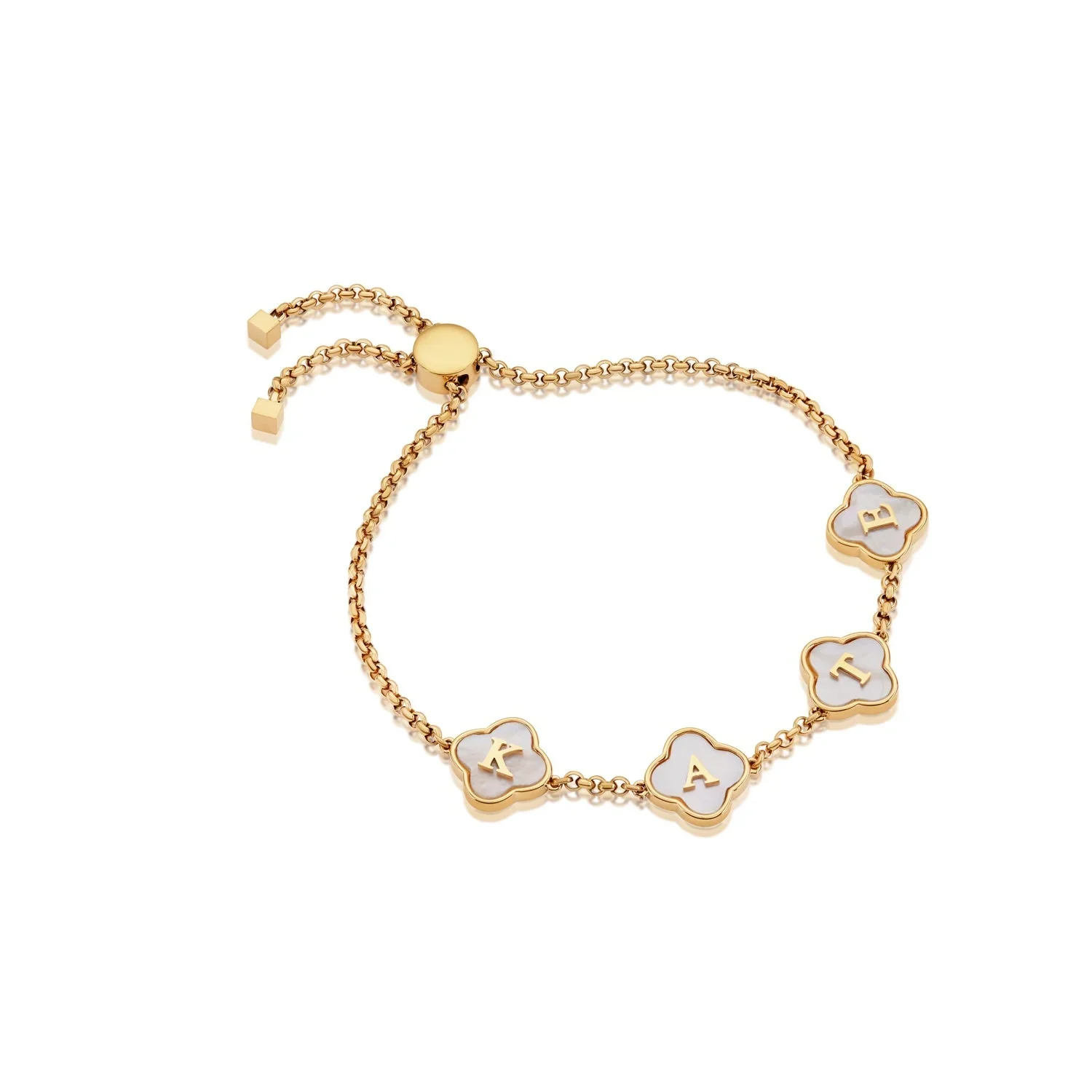 Image of Clover Custom Name Bracelet (Gold)