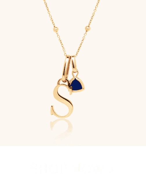 Personalized Initial & Droplet Birthstone Necklace