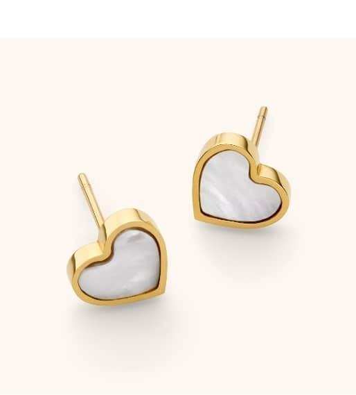 Mini Pearl Heart Stud Earrings