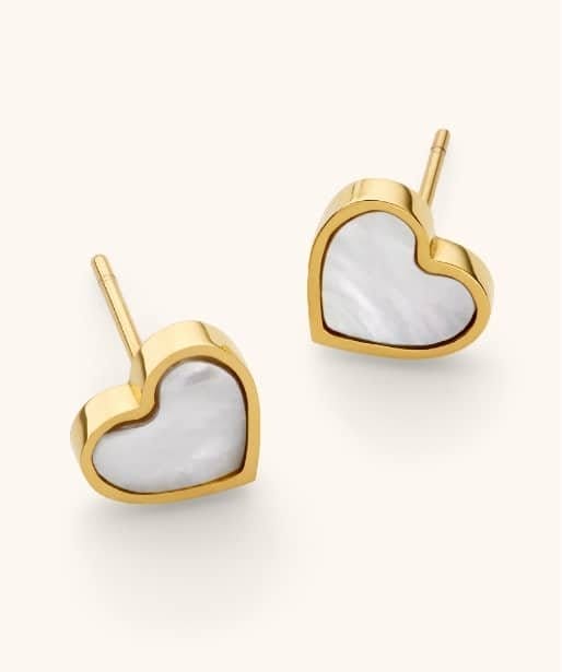 Mini Pearl Heart Stud Earrings