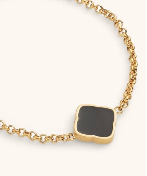 Black Enamel Clover Bracelet