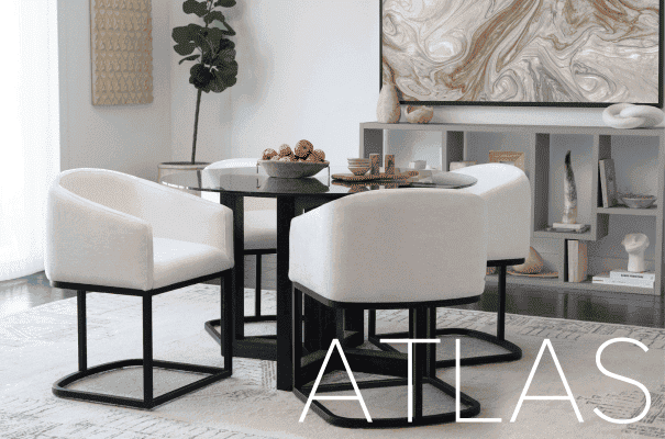 Atlas 5-Piece Contemporary Dining Collection with Metal Base Chairs