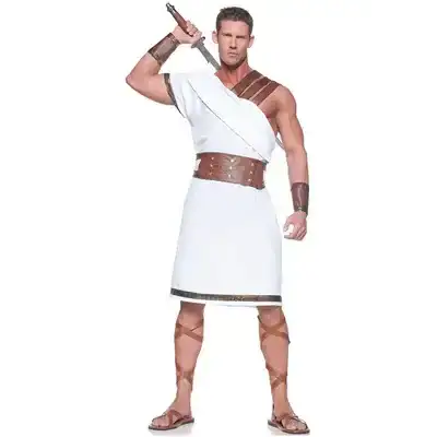 Greek Warrior White Toga Men&#39;s Adult Costume