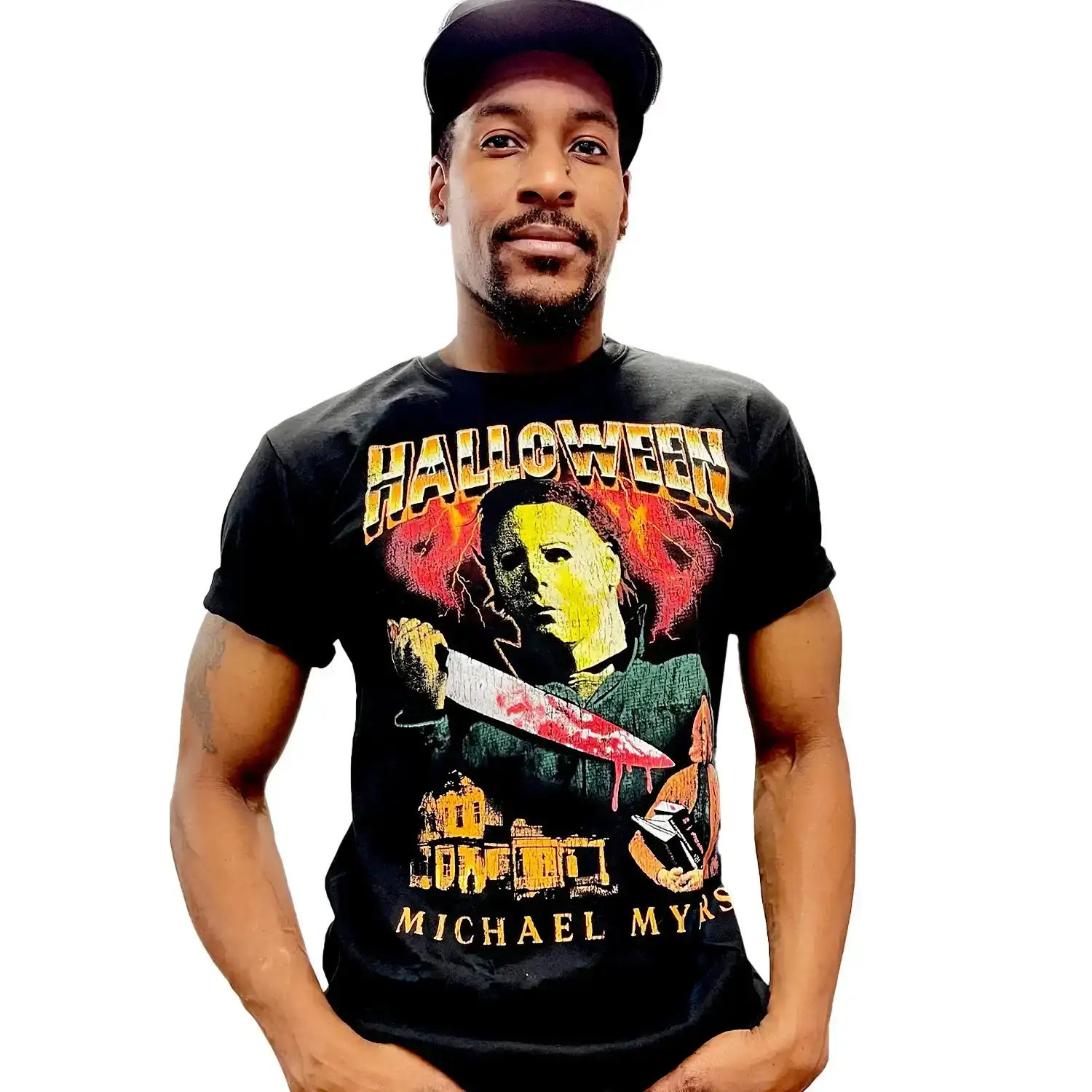 Halloween Michael Myers Collage Black Unisex T-Shirt