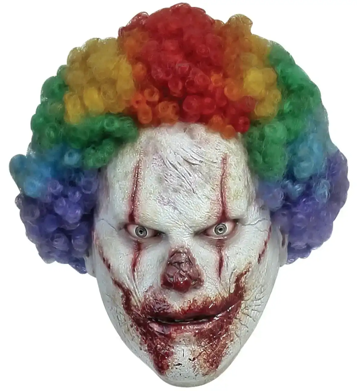 Evil Clown with Rainbow Wig: Clöyne Latex Mask