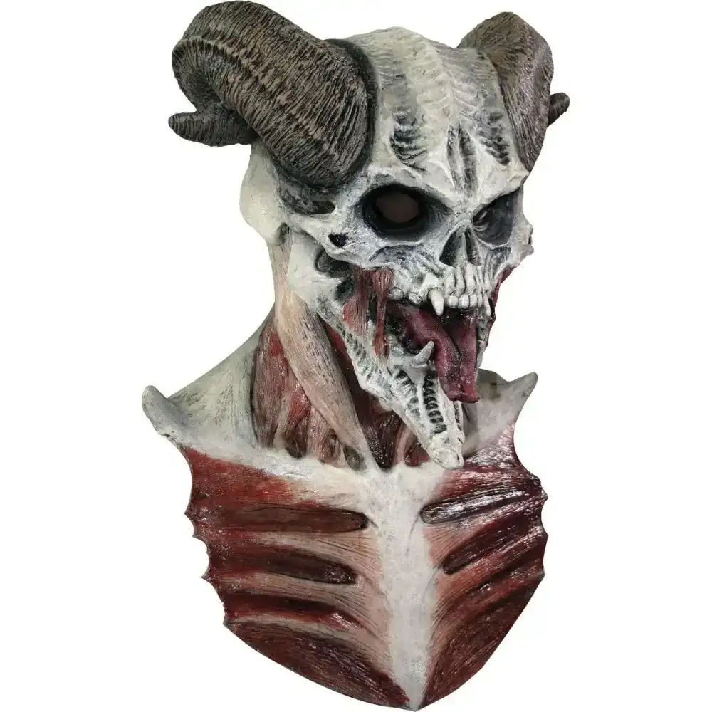 Devil Skull Latex Mask Chest Length