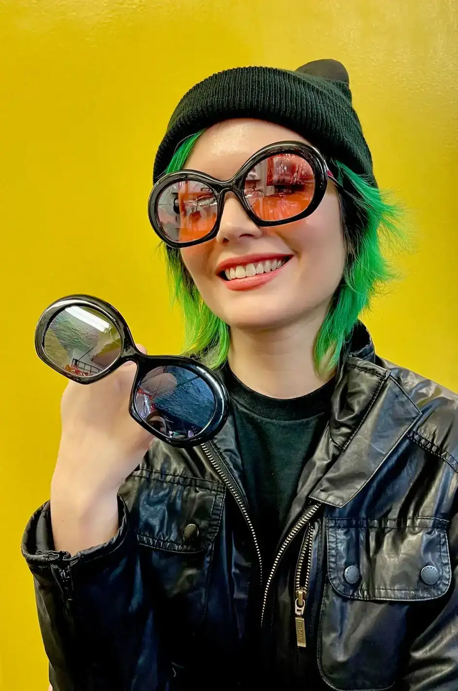 Retro Black Frames With Color Lens Sunglasses