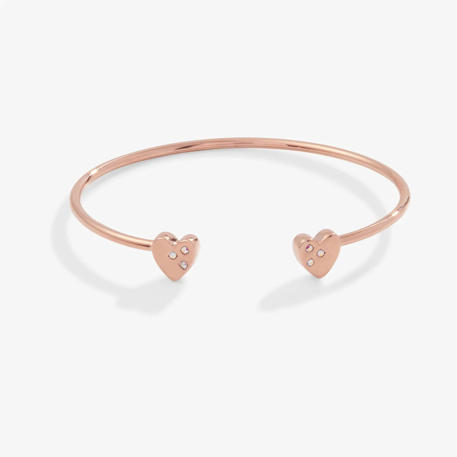 Crystal Accent Heart Flex Cuff Bracelet