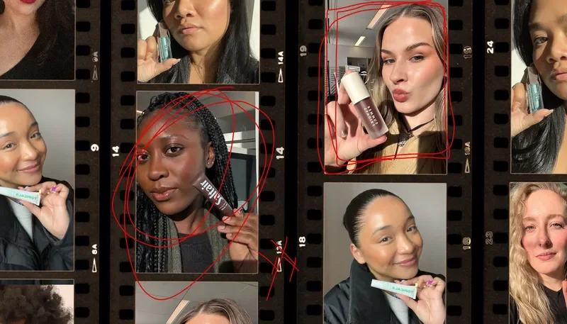 Collage of Allure editors holding lip products