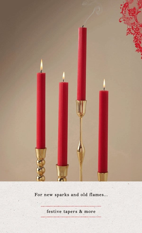 Red candlesticks. Shop festive tapers & more.