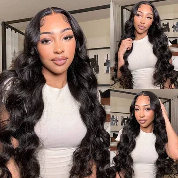 30&quot; Glusless 6x5 Pre-cut Lace Closure Loose Body Wave Easy-Wear Natural Black Human Hair Wigs Beginner-Friendly with C-Part Design