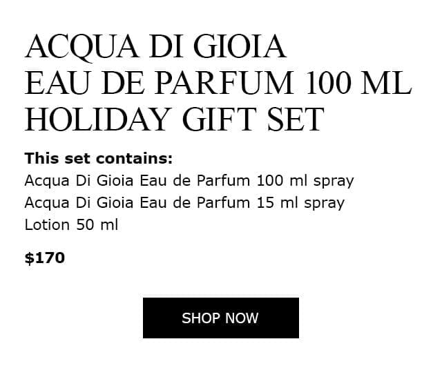 Acqua Di Gioia Eau De Parfum 100ml Holiday Gift Set