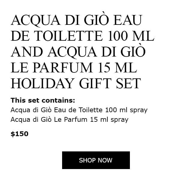 Acqua Di Giò Eau De Toilette 100ml And Parfum 15ml Holiday Gift Set