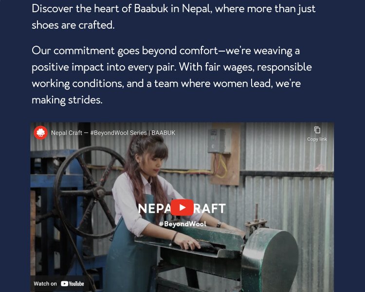 Discover the heart of Baabuk in Nepal, where more than just shoes are crafted. Our commitment goes beyond comfort—we're weaving a positive impact into every pair. With fair wages, responsible working conditions, and a team where women lead, we're making strides.