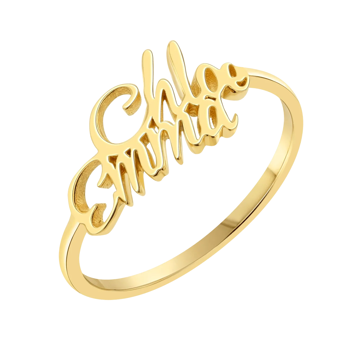 Image of Script Double Name Ring