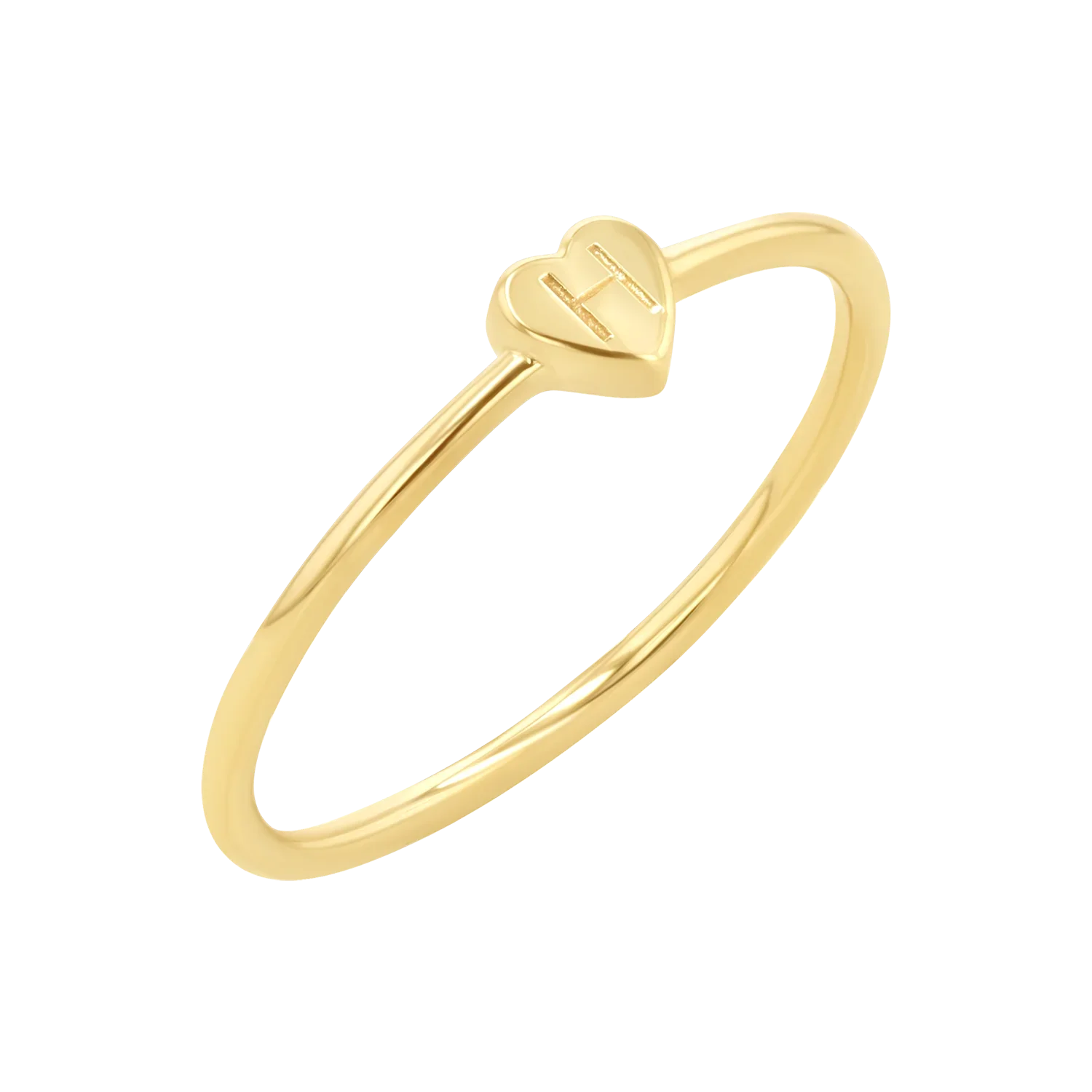 Image of Engravable Letter Heart Stacking Ring
