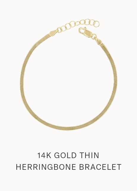 14K Gold Thin Herringbone Bracelet
