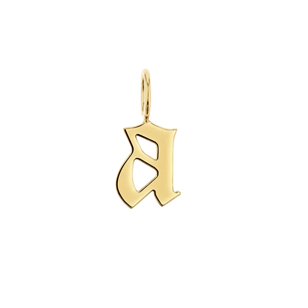 Image of Gothic Old English Solid Initial Letter Charm
