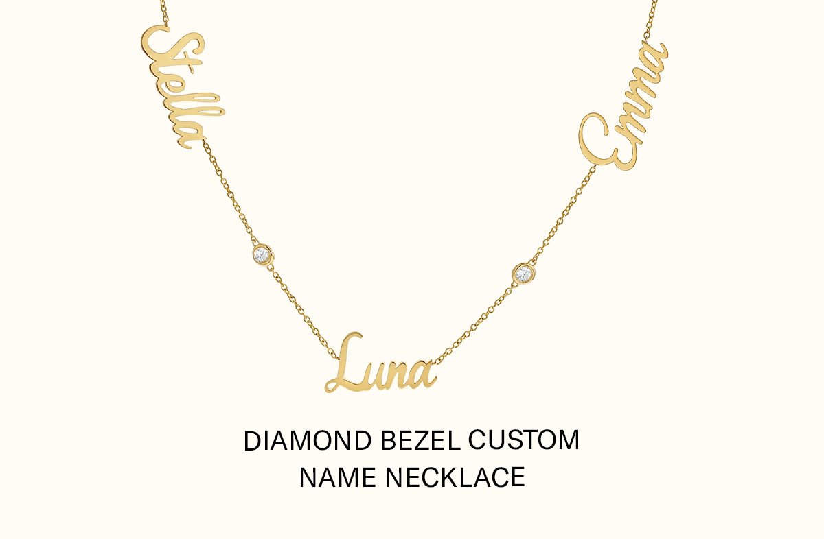 Diamond Bezel Custom Name Necklace