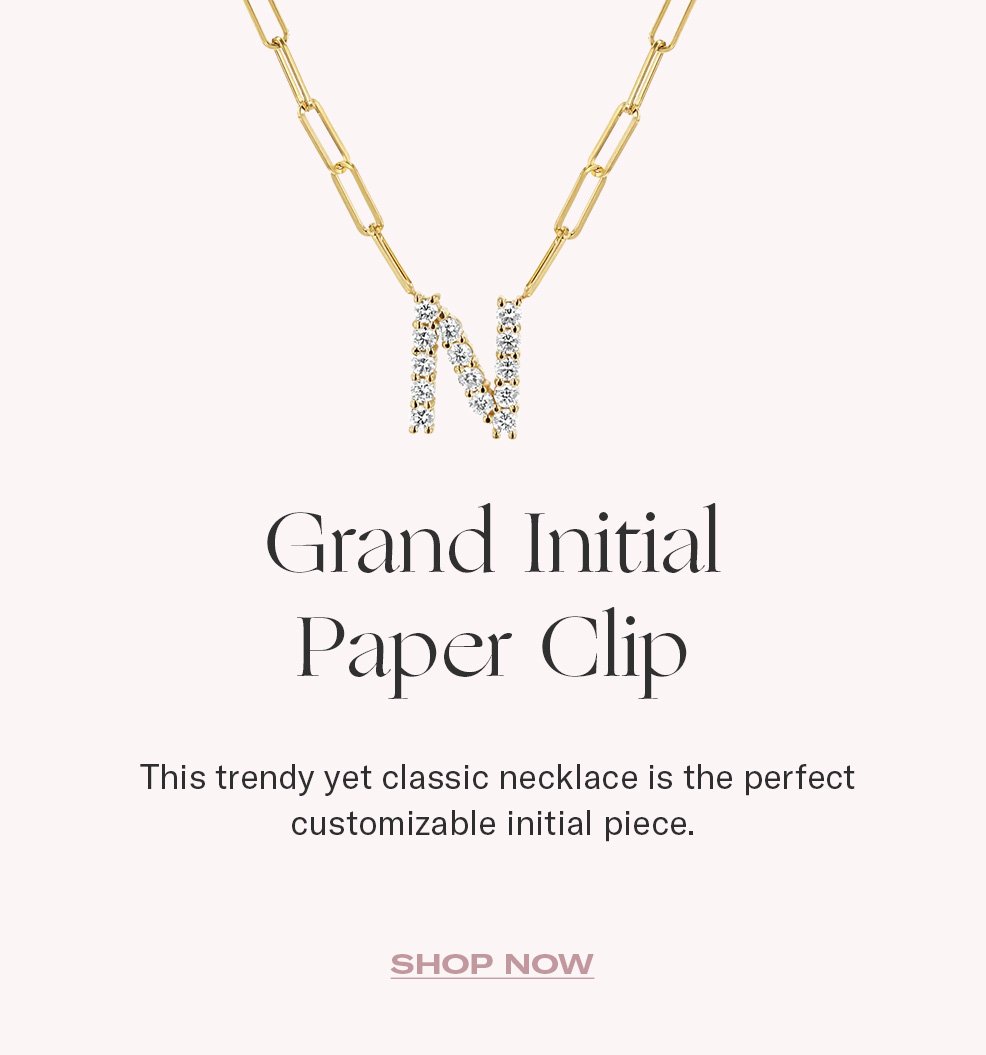 Grand Initial Paper Clip Necklace