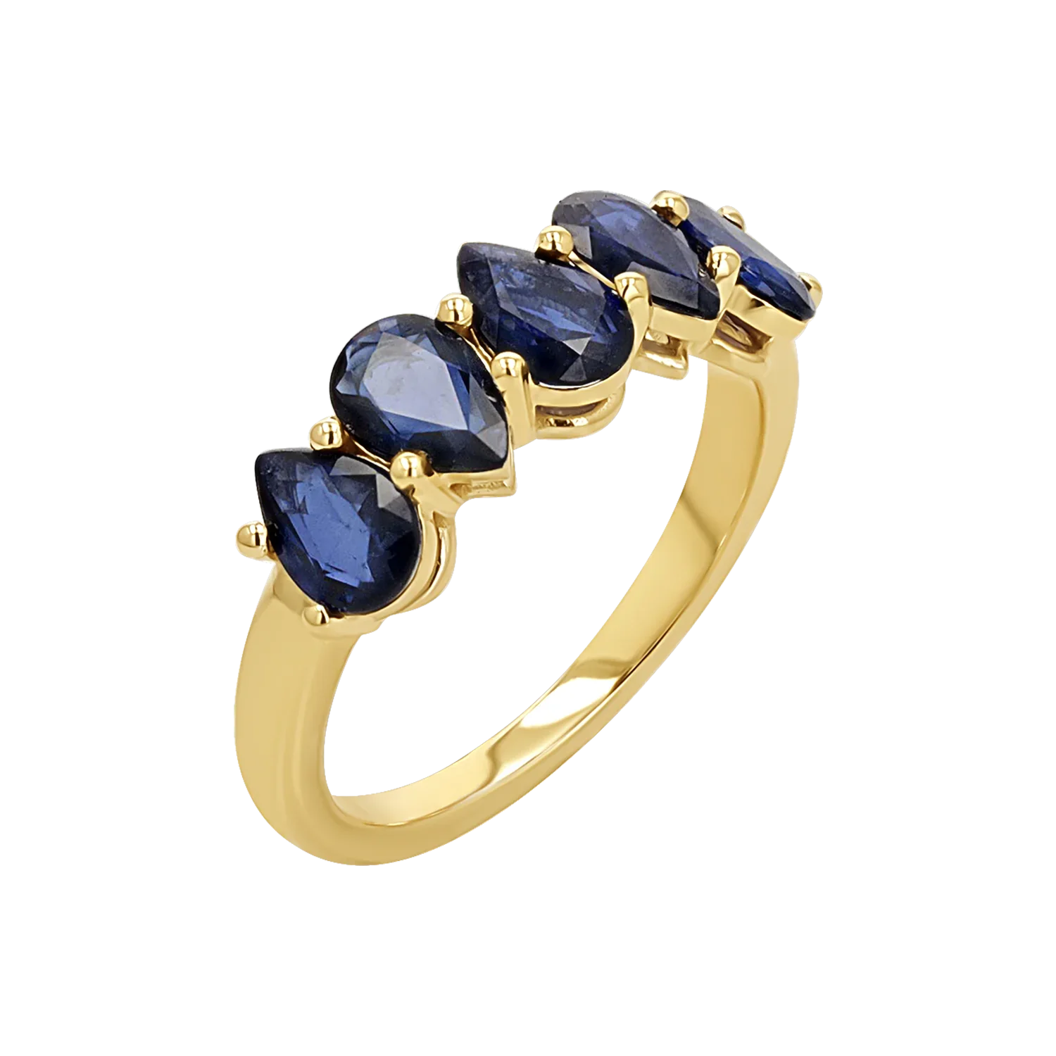Image of Pear Shape Blue Sapphire Half Eternity Ring
