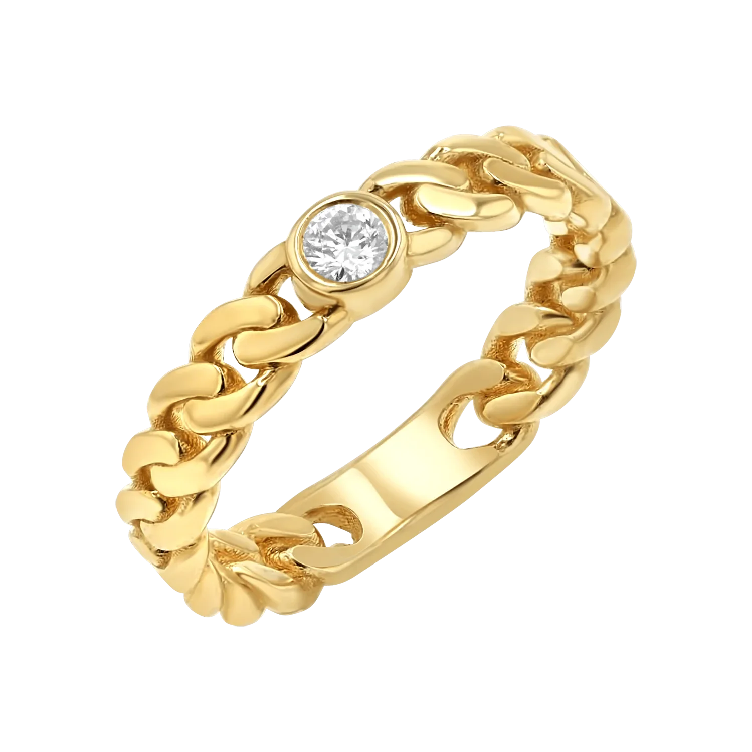 Image of Diamond Solitaire Cuban Link Ring