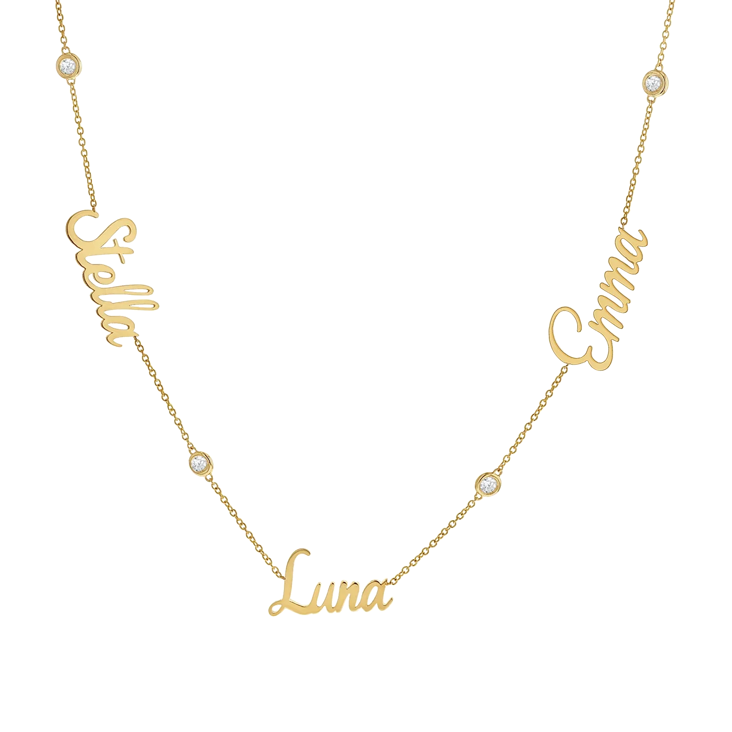Image of Diamond Bezel Custom Name Necklace