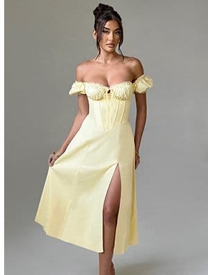 Courtney Midi Dress - Lemon