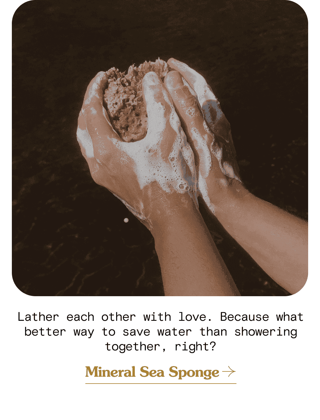 Lather each other with love. Because what better way to save water than showering together, right? Mineral Sea Sponge