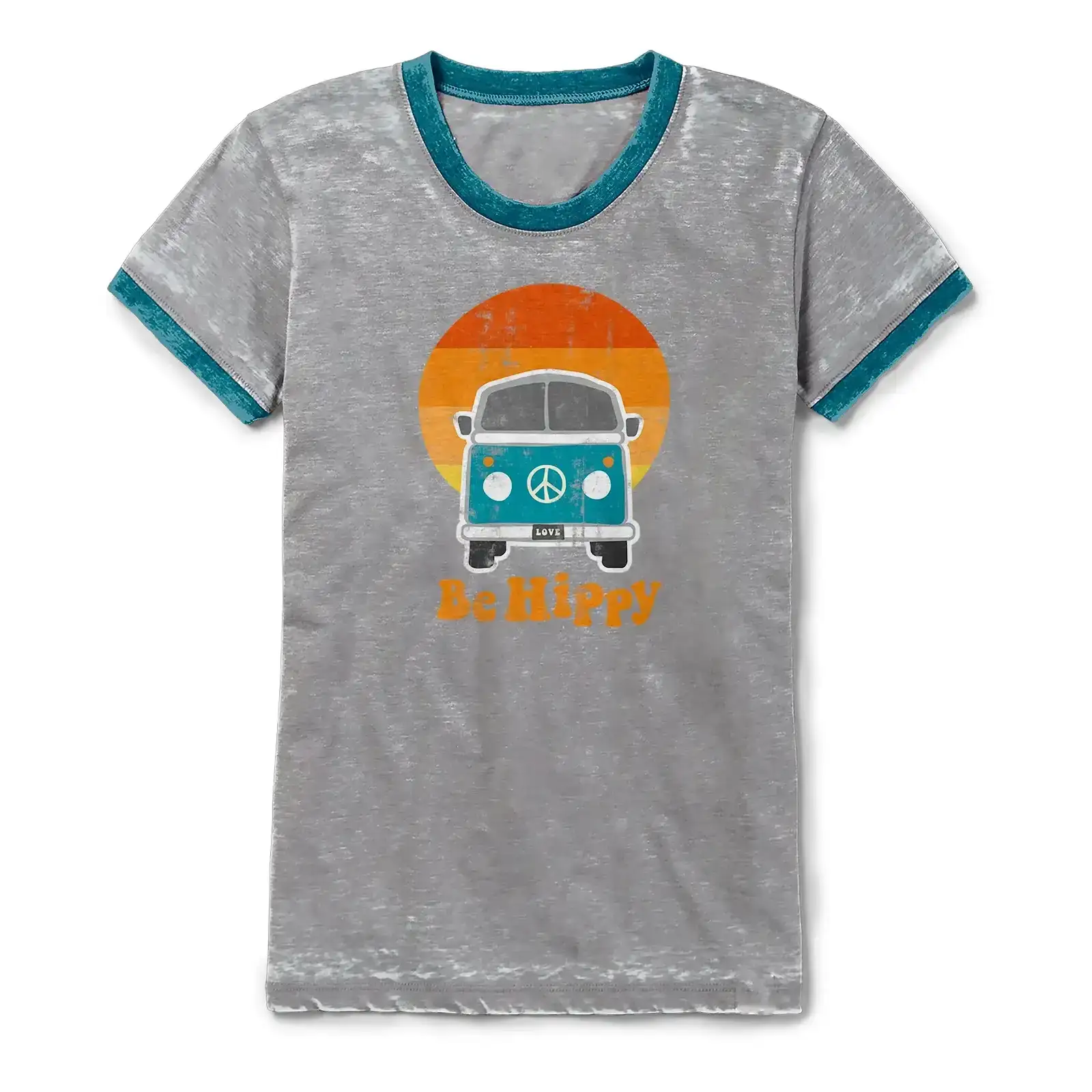 Image of Sunset Bus Ringer Tee - Gray