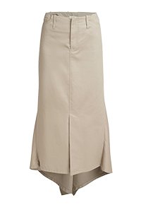 MERYLL ROGGE Asymmetric Midi Skirt with Ruched Back Drape