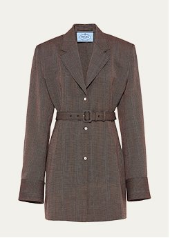 Prada - Extra Long-Sleeve Belted Wool Jacket