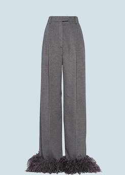 Prada - Feather-Cuff Cashmere Pants, Gray
