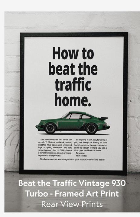 Beat the Traffic Vintage 930 Turbo - Framed Art Print