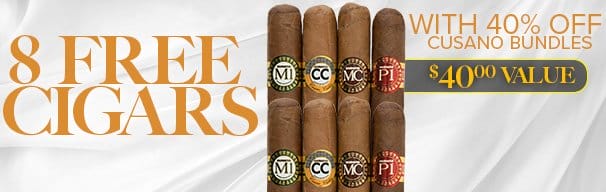 8 Free Cigars with 40% Off Cusano Bundles!