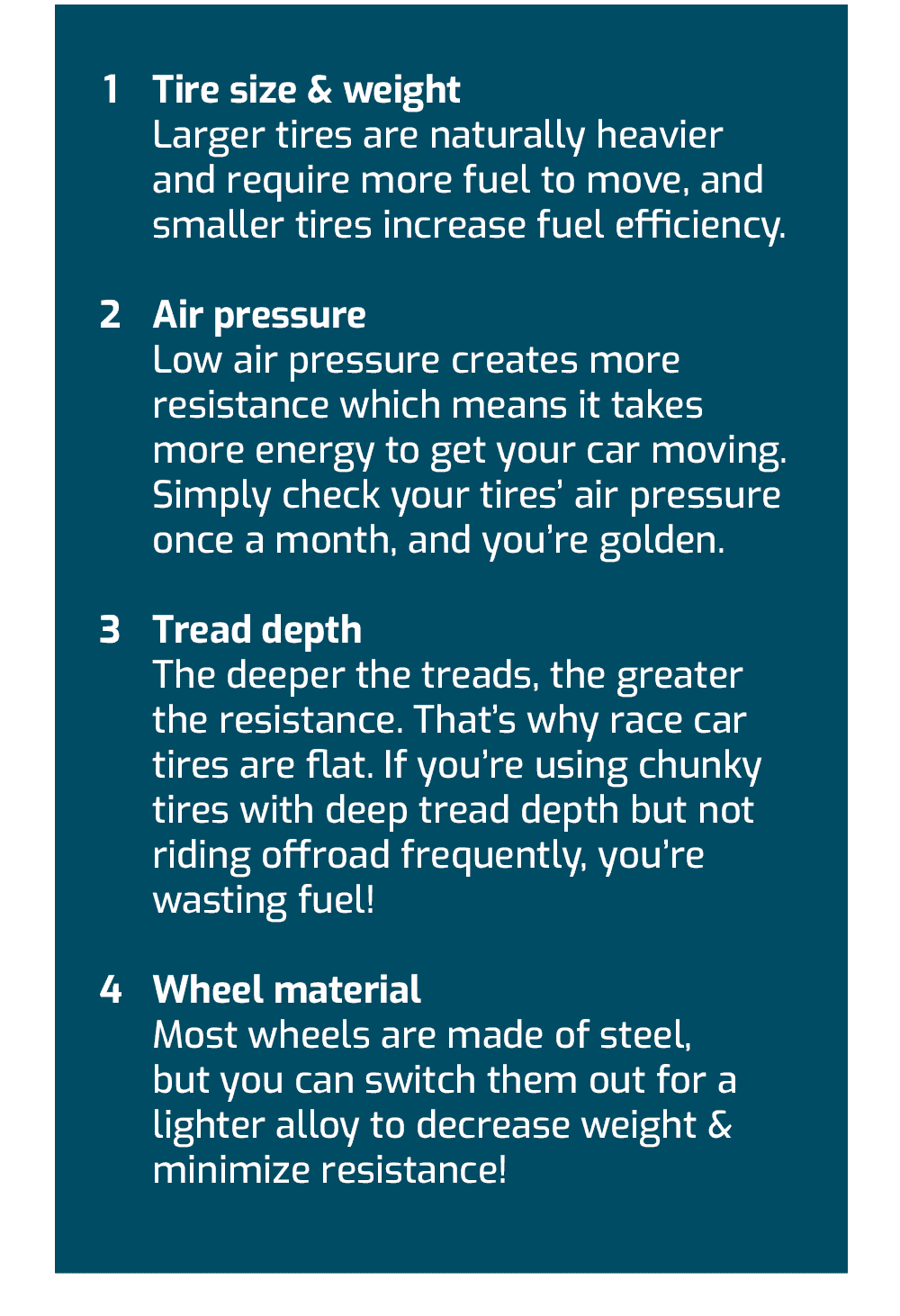 Fuel efficiency considerations