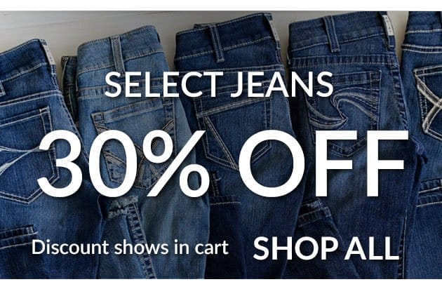 30% off select jeans in cart