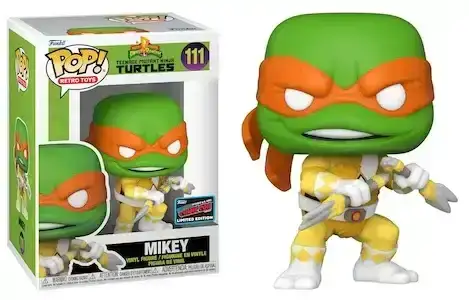 Image of TMNT X Power Rangers Funko Pop! Mikey (as Yellow Ranger) (2022 Fall Convention) (Shared Sticker) (Pre-Order)