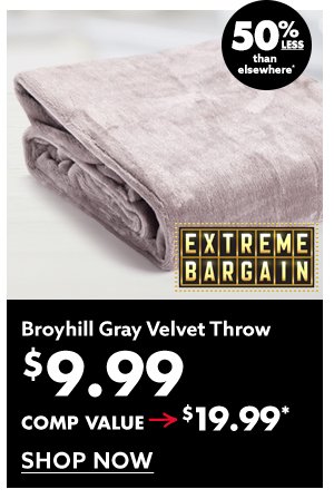 Broyhill Gray Velvet Throw 