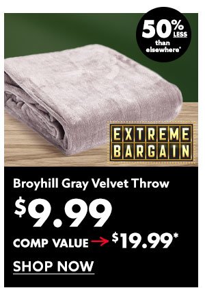 Broyhill Gray Velvet Throw