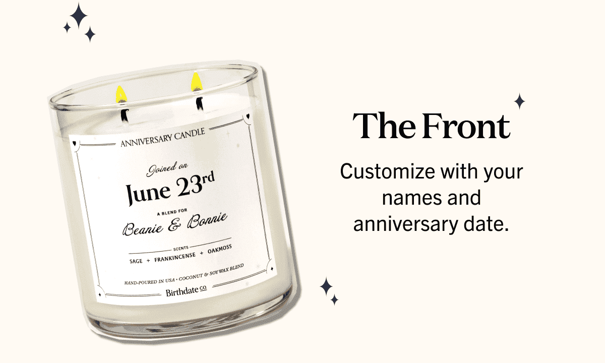 Personalize front label with your names and anniversary date
