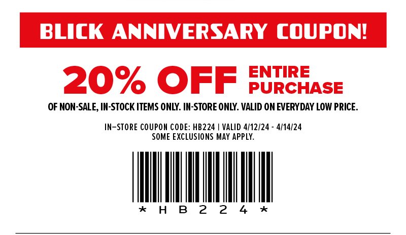 Blick Anniversary Coupon! 20% Off
