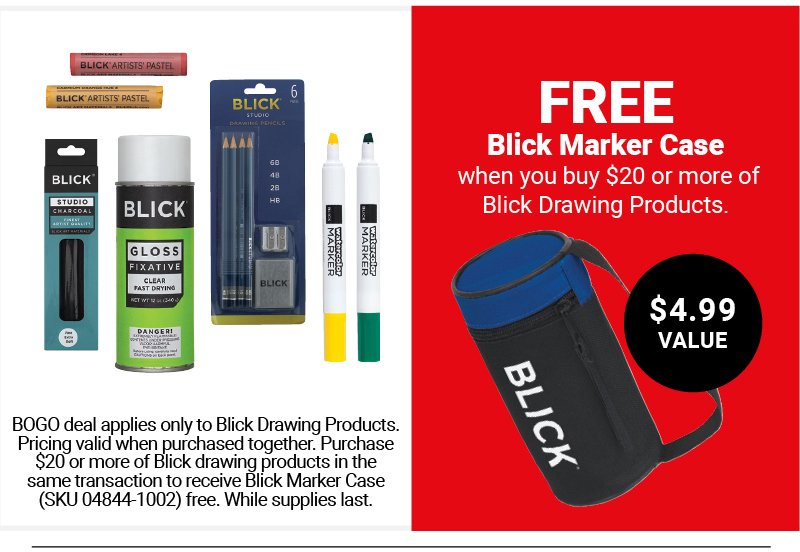 Free Blick Marker Case when you buy \\$20 or more of Blick Drawing Products