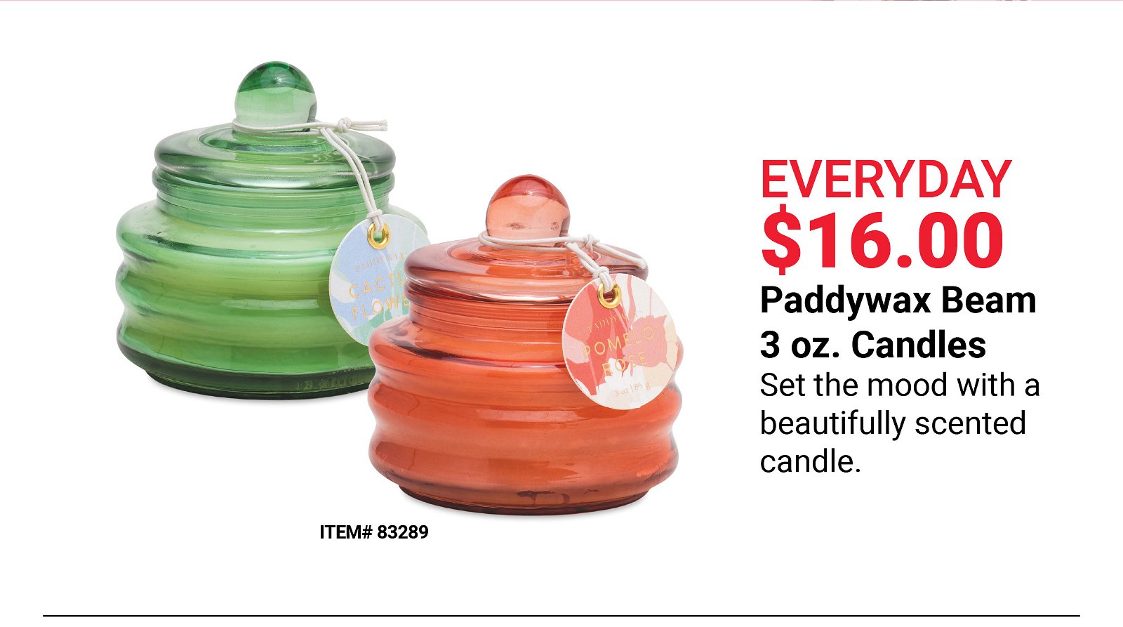 Everyday \\$16.00 Paddywax Beam 3 oz. Candles