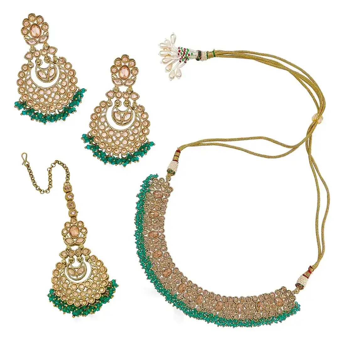 Image of Rachana Necklace Set in Green